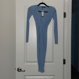 Size 8 Boohoo Textured Slinky Twist Midi Dress